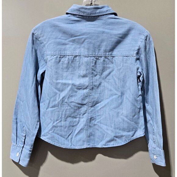 Cat & Jack Girls' Light Wash Blue Denim Button Front Long Sleeve Shirt - Picture 2 of 4